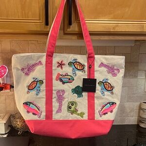 American and Beyond Embroidered Tote/Beach Bag  New With Tags